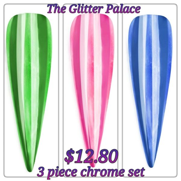 3 Piece Chrome Powder Set (1 gr ea)(green, pink, blue)