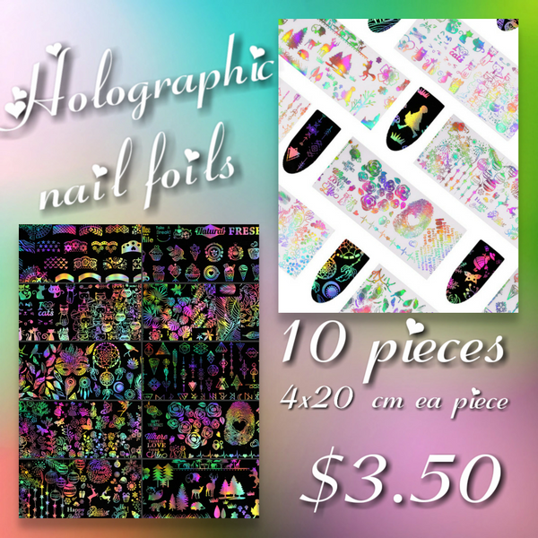 10 Piece Holographic Foil Set (4×20 cm ea piece)