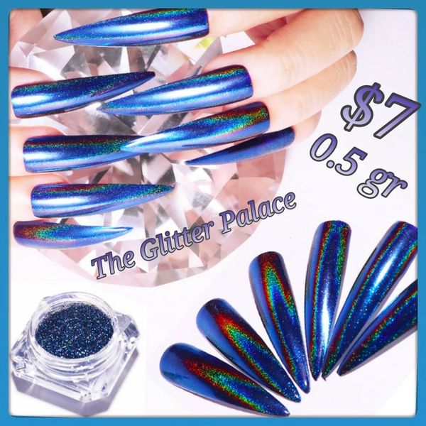 Pre order Dark Blue Holographic Peacock Chrome (0.5 gr)