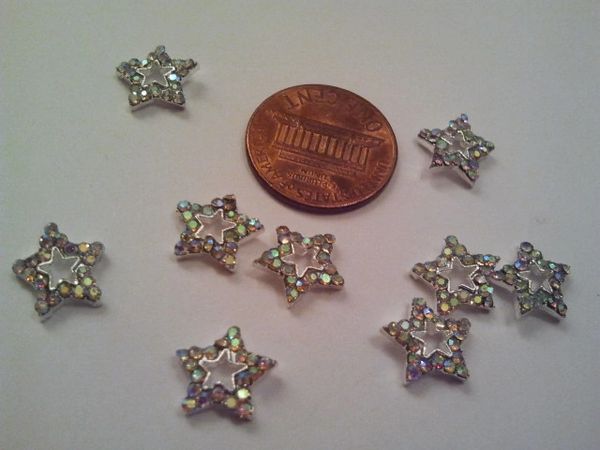 3D Star #2 Metal Star with Rhinestones nail charm (pack of 2)