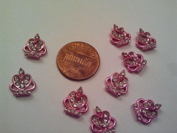 3D Crown #3 Pink Metal Crown for nail decoration (pack of 2)