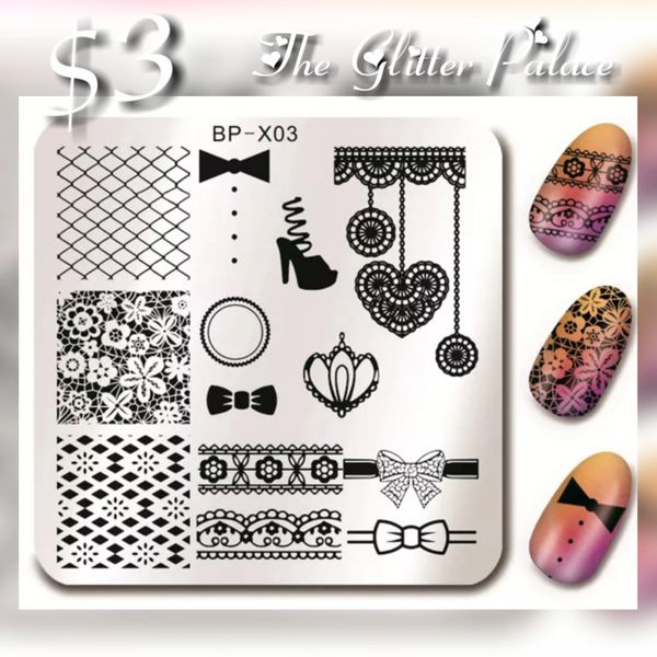 Stamping Plate (BP-X03) fishnet, lace, bows