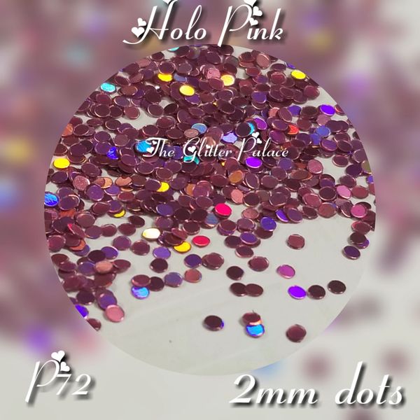 IN24 (P72) Holographic Pink 2mm Dots, Glitter Insert (1.5 gr baggie)