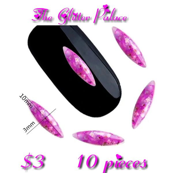 Hot Pink Sparkle Nail Decoration (10 pieces)