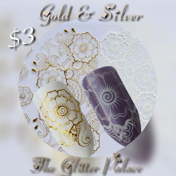 Gold & White Flower Stickers (comes with both colors)