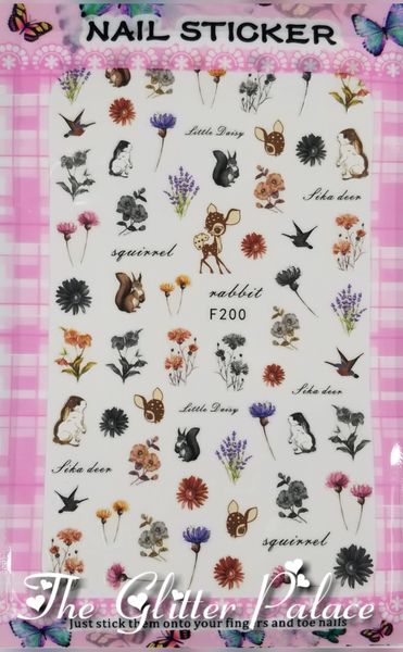 Rabbits, Deer, Flower Stickers (F200)
