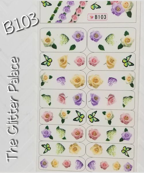 Pastel Flower and Butterfly Decals (B103)