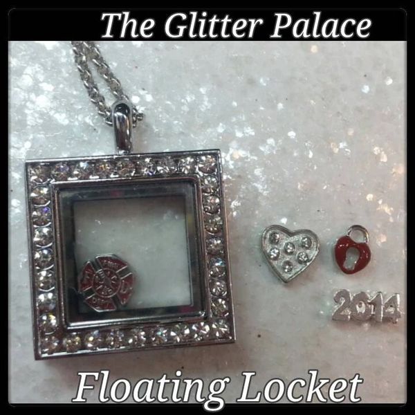 Living Locket or Floating Locket Necklace- Square, with stones- (charms not included)