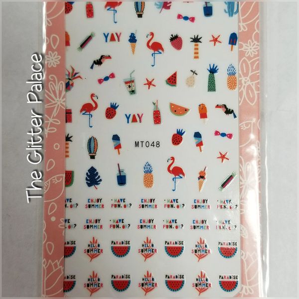 Summer Stickers (MT048) Flamingo, Watermelon, Pineapple, Icecreams etc