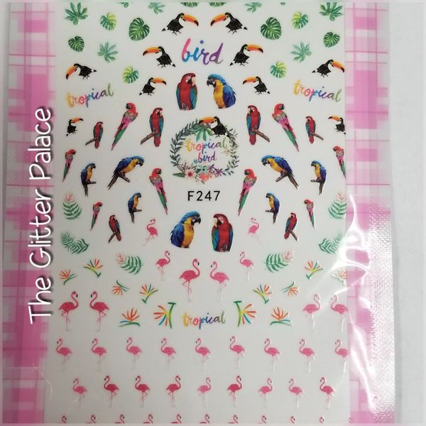 Tropical Stickers (F247) Toucan, Parrot, Flamingos