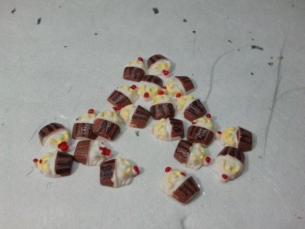 3D Food Cupcake #1 Brown & Yellow Cupcake nail charm (pack of 3)