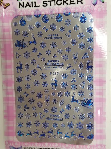 Winter Blue Snowflakes & Reindeer Sticker (F283)