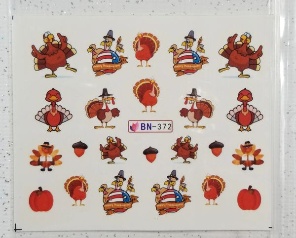 Turkey, Pumpkin, Acorn Waterslide Decal (BN-372)