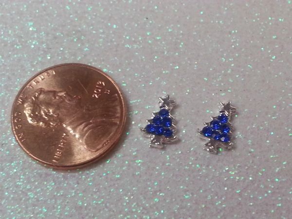 3D Holiday Charm - Tree #3 metal nail charm (pack of two)