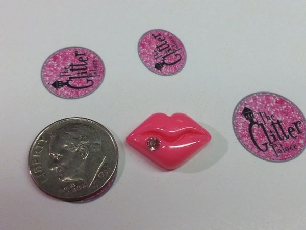 3D Lips #2 Large Hot Pink Lips with rhinestone (1 piece)