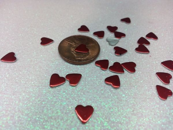 3D Heart #8 Metallic Flat metal hearts perfect for nail decoration. (pack of 25)