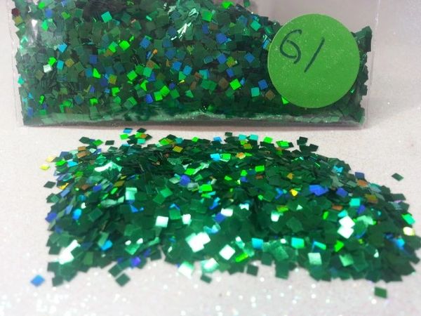 G1 Holographic Green Squares Solvent Resistant Glitter
