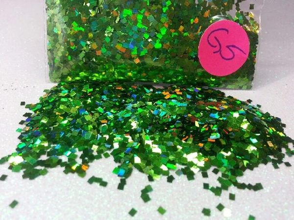 G5 Holographic Parrot Green Squares Solvent Resistant Glitter