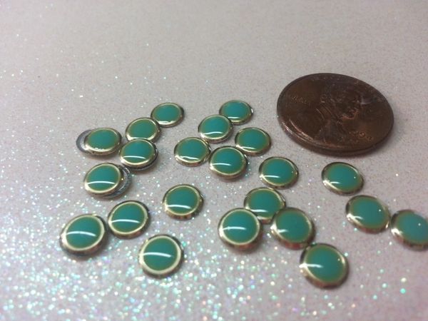 3D Circle #5 Teal Flat Metal Circle For Nail Decoration (pack of 3)