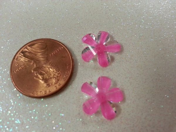 3D Flower #8 Hot Pink Flower Charm (pack of 3)