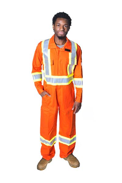 White Bear 7 oz FireZero FR CSA Z96 Class 3 Level 2 Unlined Orange Coverall with 4-inch Reflective Tape; Style: FZORG7S