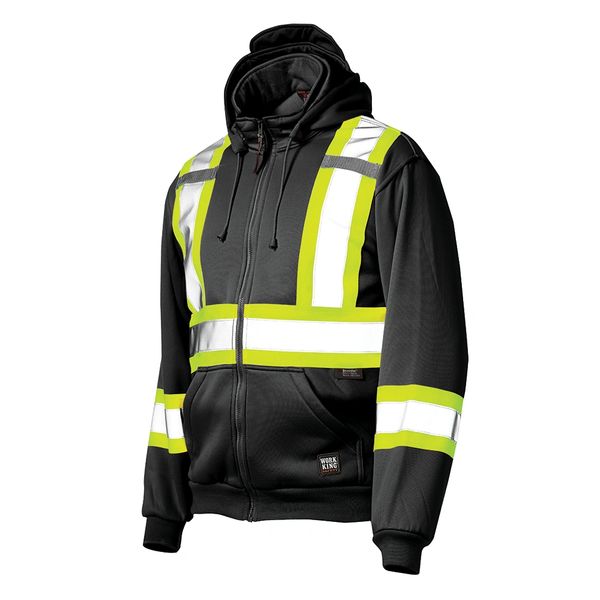 Work King Zip Front Safety Hoodie with Reflective Material; Style: S494