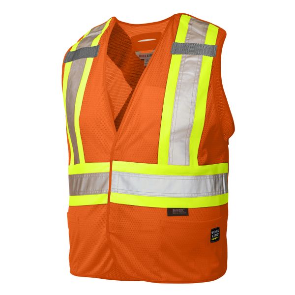 Work King 5-Point Tearaway Vest with Reflective Stripes. Class 2 (3 pack); Style: S9i0