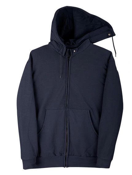 Big Bill Wind Resistant Zip-Front FR Sweatshirt with Detachable Hood (NAVY); Style: DW27WP12