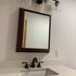 light fixtures, medicine cabinet, faucet, countertop installation