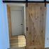 barn wood door and engineered flooring installation