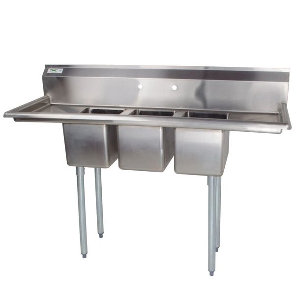 3 Compartment Sink 10x14x10 2 Drainboard 58 Long