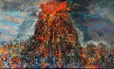 Entitled: "Eruption“
Volcano, glass, atmosphere, brightly colored, fine art.
 