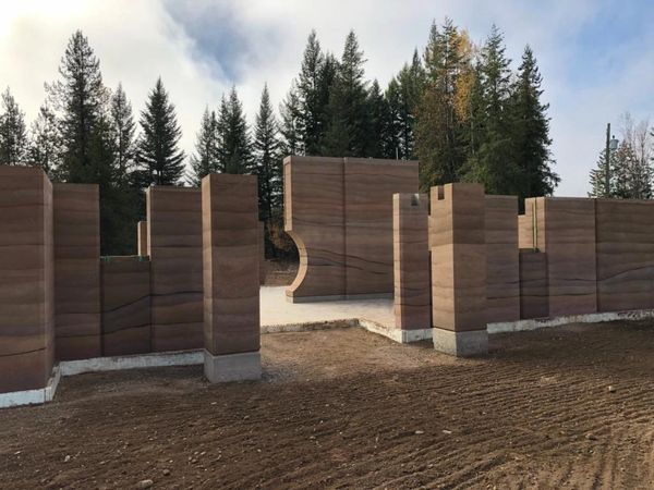 Rammed earth wall, Sustainable building, Sirewall, Saskatoon, Saskatchewan, Canada