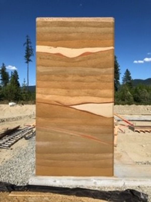 Rammed earth home, Feature wall, Landscape architecture, Saskatoon, Saskatchewan, Canada