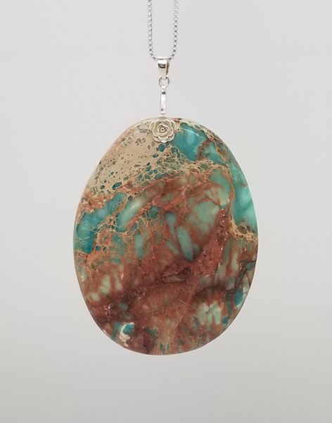 3Pcs Sea Sediment Jasper Gold Copper Bornite Stone Oblong Pendant Bead 48X18X6mm 