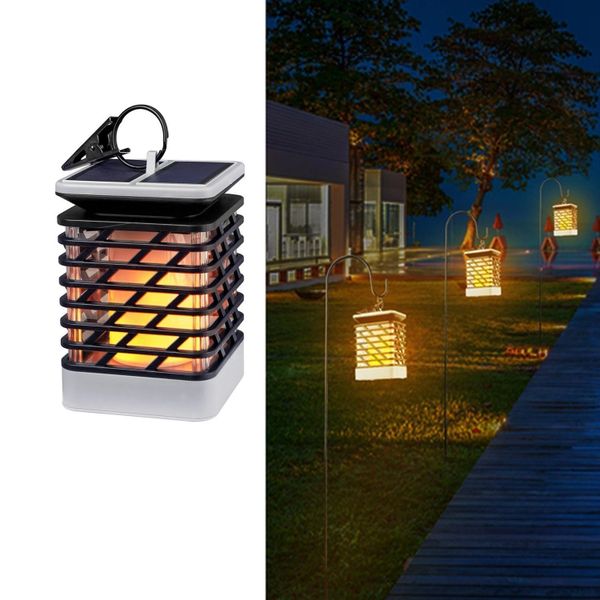 Quace Flickering Flame Torch Lights Solar Powered Lantern Hanging