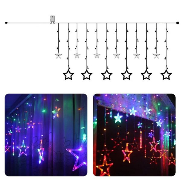 Quace 12 Stars 138 Led Curtain String Lights Window Curtain