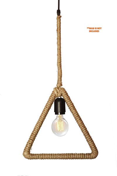 Coudre Triangle Hemp Rome Vintage Pendant Light Fixture E26 E27 Base Rope Hanging Light Vintage Ceiling Light Lamp Retro Style For Dining Hall