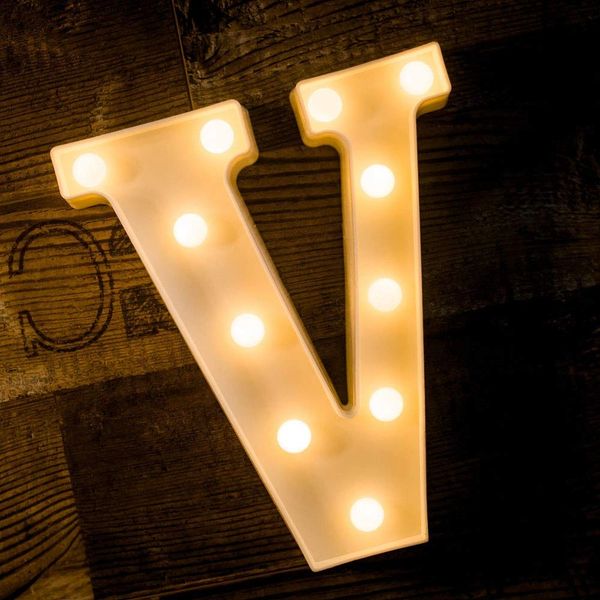 Quace Battery Powered LED Marquee Letter Lights, Warm White, V Shape
