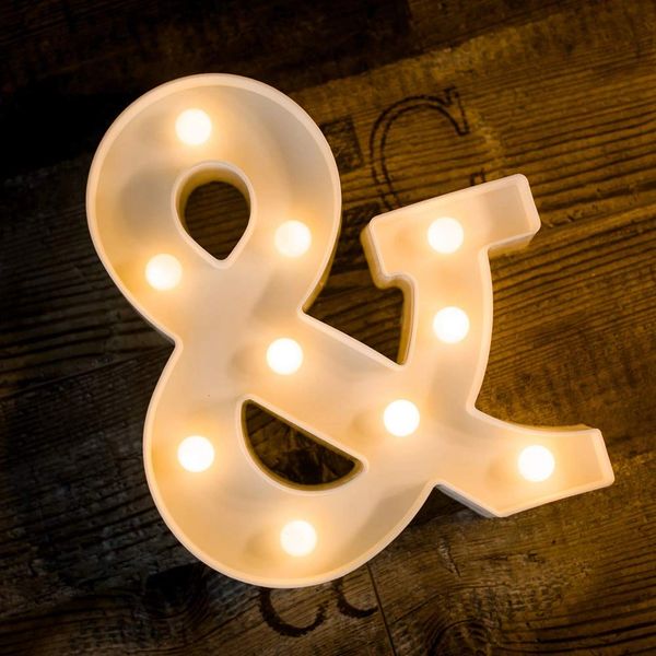 Quace Battery Powered '&' LED Marquee Letter Lights, Warm White, Alphabet