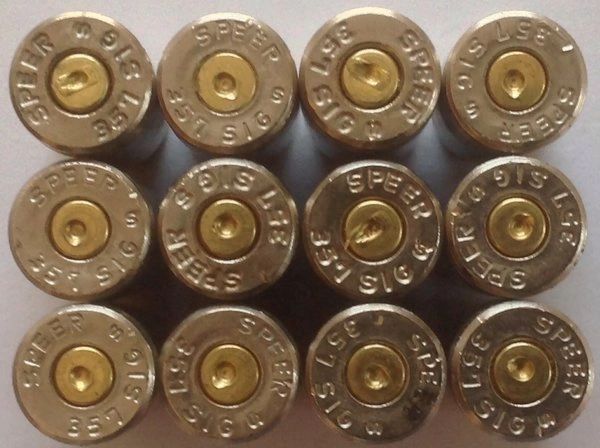 once fired 357 sig bulk nickel plated brass for reloading in stock