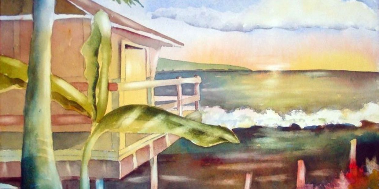 Painting, watercolours, watercolor on Maui with Jess Rice