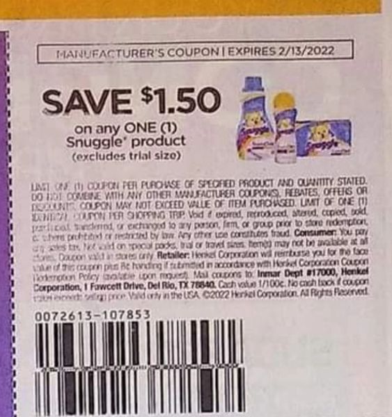 10 Coupons $1.50/1 Snuggle Product Exp.2/13/22