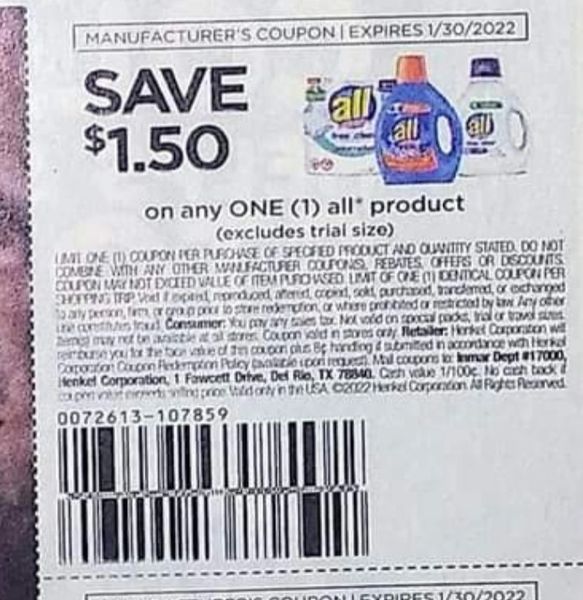 10 Coupons $1.50/1 All Product Exp.1/30/22