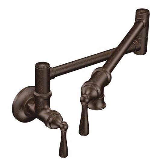 Moen Metal 2 Lever Handle 1Hole Wall Mount Traditional Pot