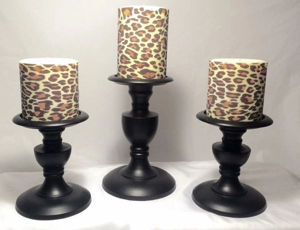 Leopard Soy Pillar Candle Trio