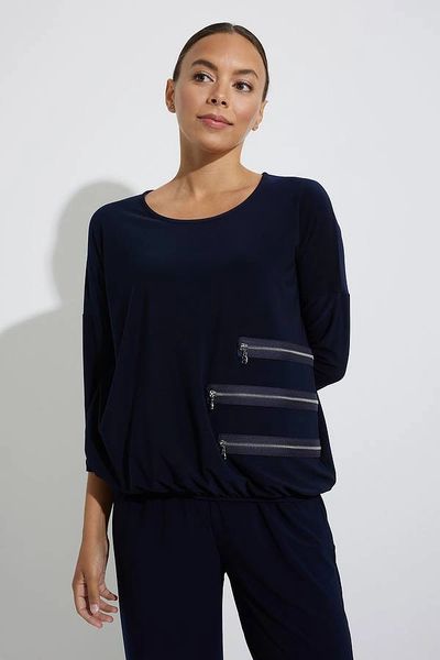 Joseph Ribkoff T Navy Draped Front Top 213341 2166 main image 1