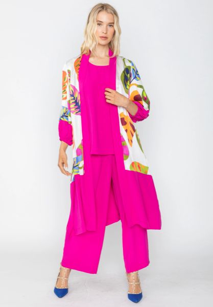 IC Collection Tropical Print Long Open Jacket-IC-5752J | IC Collection ...