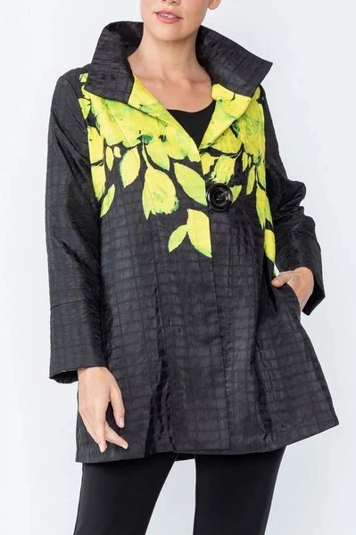 IC Collection Leaf Print High Collar Jacket-IC-4804J