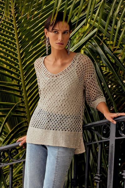 Joseph Ribkoff Open Stitch Sweater with Sequins-241922